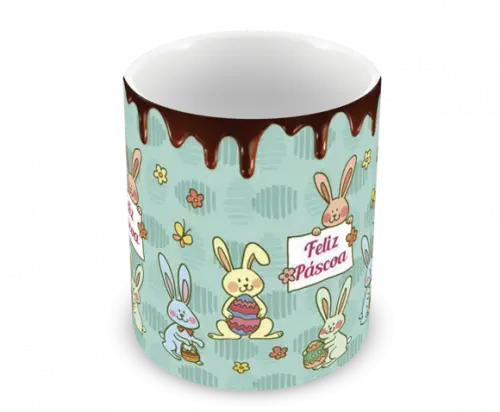 Caneca Polímero Feliz Páscoa Personalizada