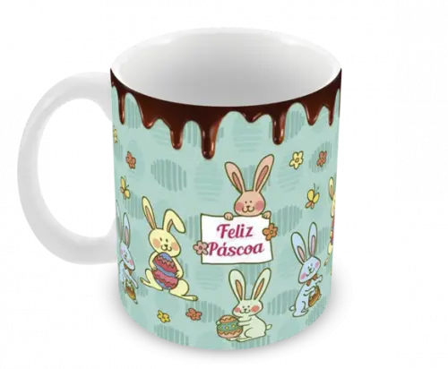 Caneca Polímero Feliz Páscoa Personalizada