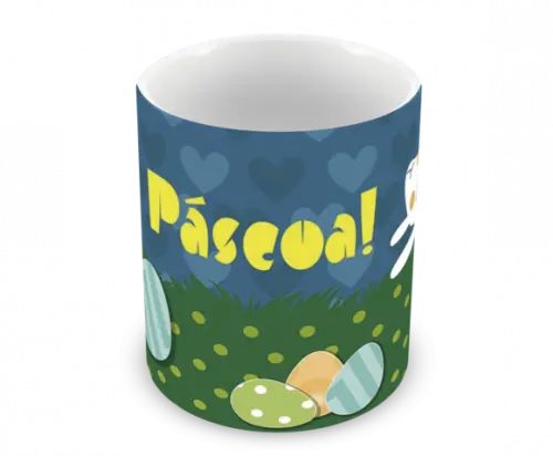 Caneca Polímero Feliz Páscoa Personalizada