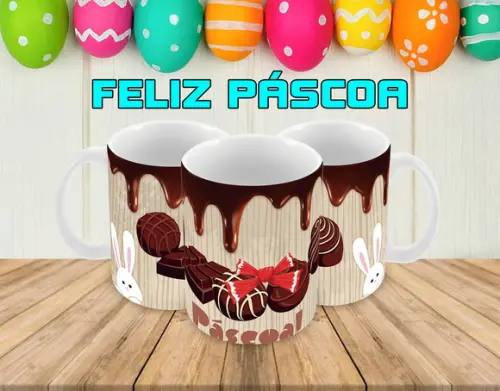 Caneca Polímero Feliz Páscoa Personalizada