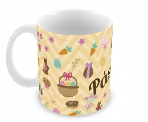 Caneca Polímero Feliz Páscoa Personalizada