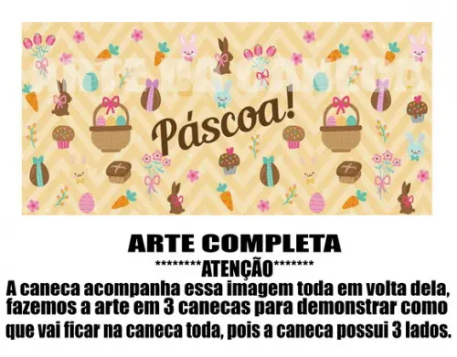 Caneca Polímero Feliz Páscoa Personalizada