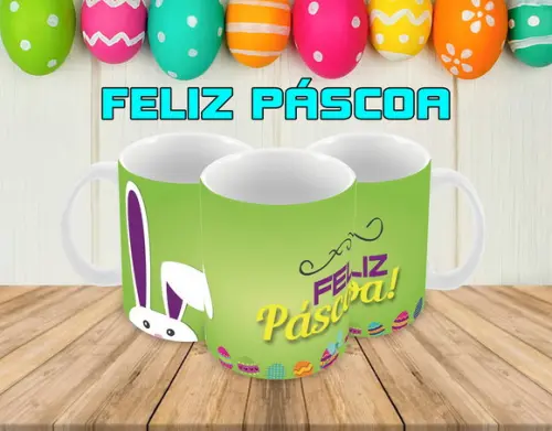 Caneca Polímero Feliz Páscoa Personalizada
