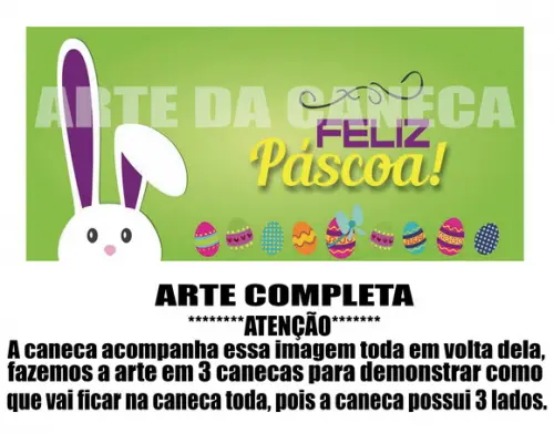Caneca Polímero Feliz Páscoa Personalizada
