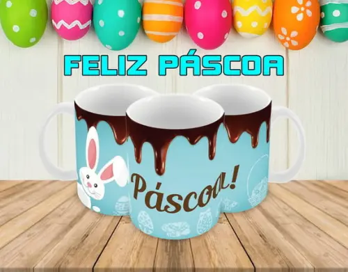 Caneca Polímero Feliz Páscoa Personalizada