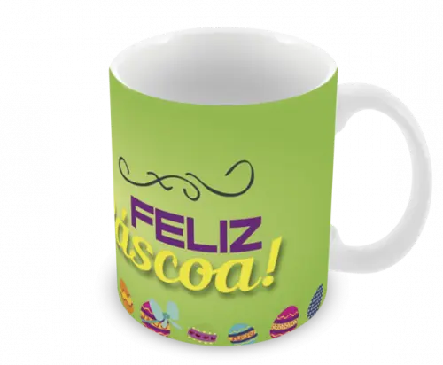Caneca Polímero Feliz Páscoa Personalizada