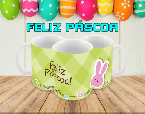 Caneca Polímero Feliz Páscoa Personalizada