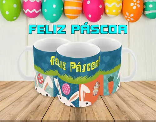 Caneca Polímero Feliz Páscoa Personalizada