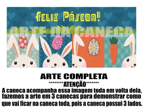 Caneca Polímero Feliz Páscoa Personalizada