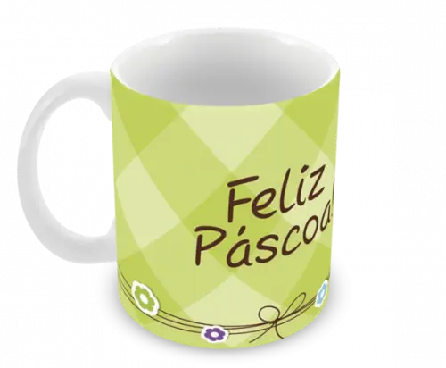 Caneca Polímero Feliz Páscoa Personalizada