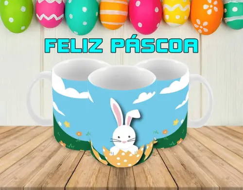 Caneca Polímero Feliz Páscoa Personalizada