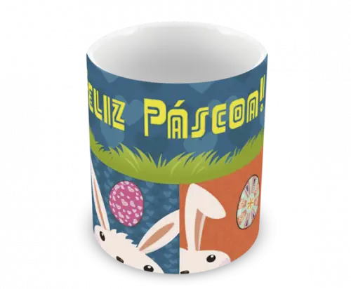 Caneca Polímero Feliz Páscoa Personalizada