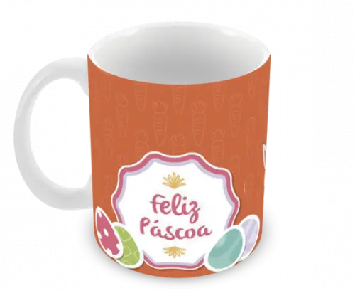 Caneca Polímero Feliz Páscoa Personalizada