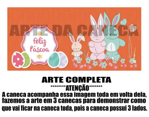 Caneca Polímero Feliz Páscoa Personalizada
