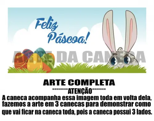 Caneca Polímero Feliz Páscoa Personalizada