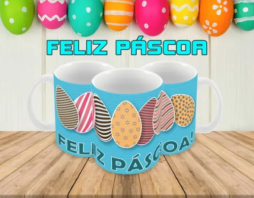 Caneca Polímero Feliz Páscoa Personalizada