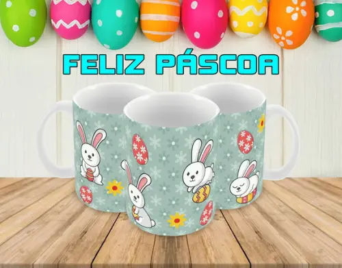 Caneca Polímero Feliz Páscoa Personalizada
