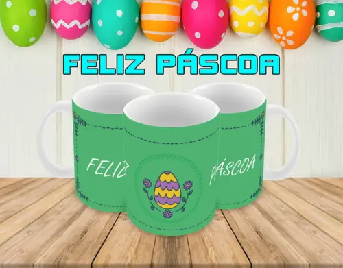 Caneca Polímero Feliz Páscoa Personalizada