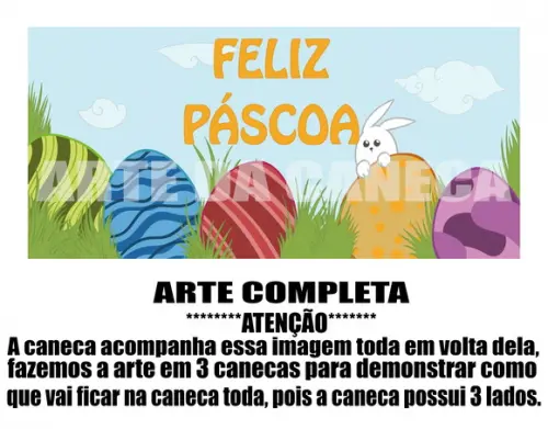 Caneca Polímero Feliz Páscoa Personalizada