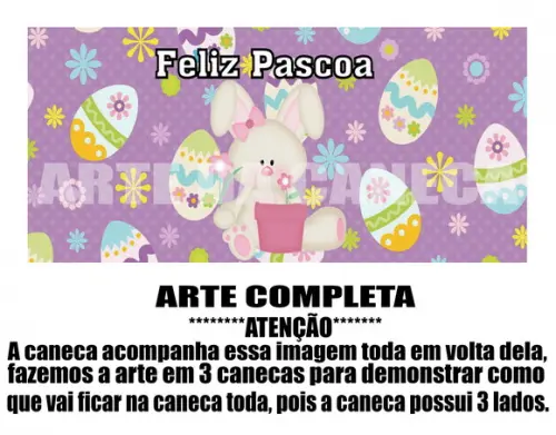 Caneca Polímero Feliz Páscoa Personalizada