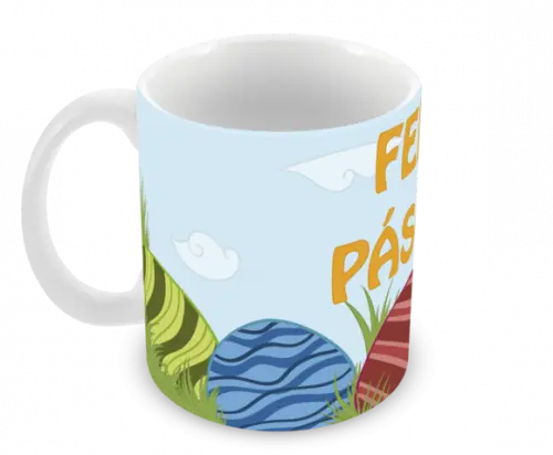 Caneca Polímero Feliz Páscoa Personalizada