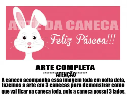 Caneca Polímero Feliz Páscoa Personalizada