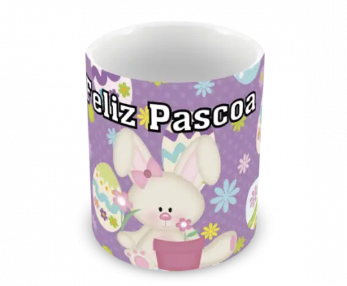 Caneca Polímero Feliz Páscoa Personalizada
