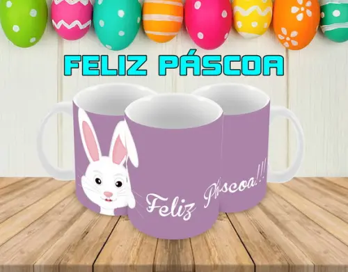 Caneca Polímero Feliz Páscoa Personalizada