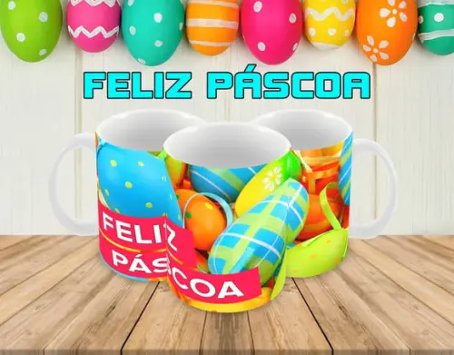 Caneca Polímero Feliz Páscoa Personalizada