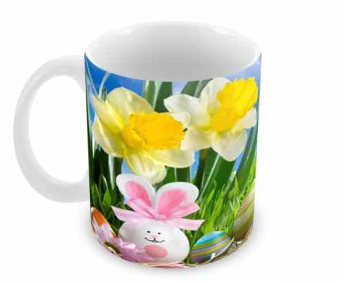 Caneca Polímero Feliz Páscoa Personalizada