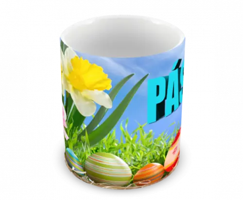 Caneca Polímero Feliz Páscoa Personalizada