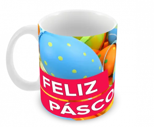 Caneca Polímero Feliz Páscoa Personalizada