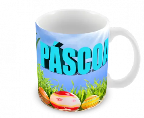 Caneca Polímero Feliz Páscoa Personalizada