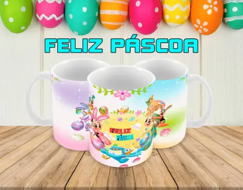 Caneca Polímero Feliz Páscoa Personalizada