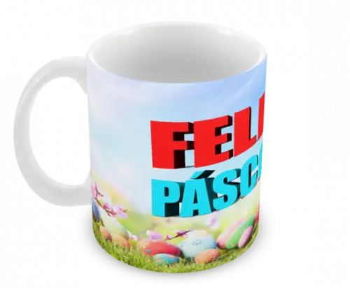 Caneca Polímero Feliz Páscoa Personalizada
