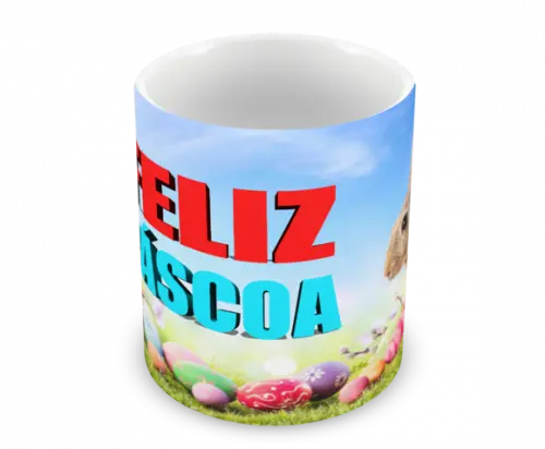 Caneca Polímero Feliz Páscoa Personalizada
