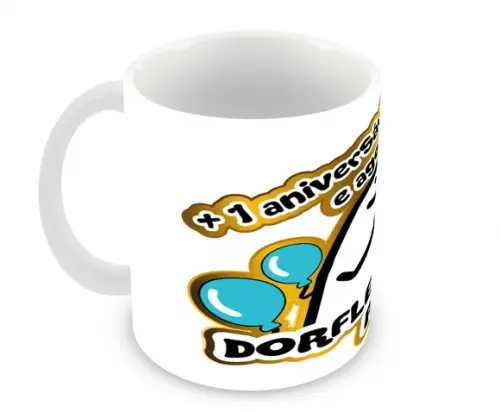 Caneca Polímero Flork Aniversário Personalizada