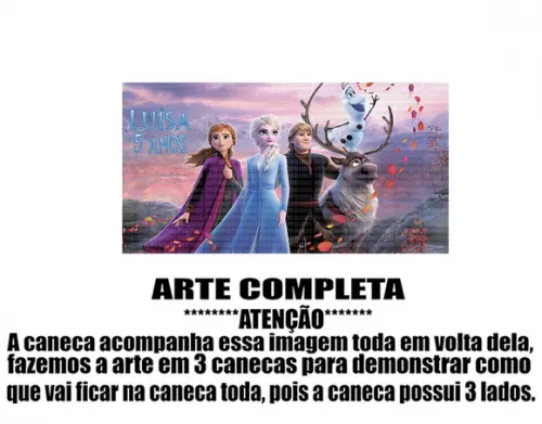 Caneca Polímero Frozen 2 com Nome Personalizada