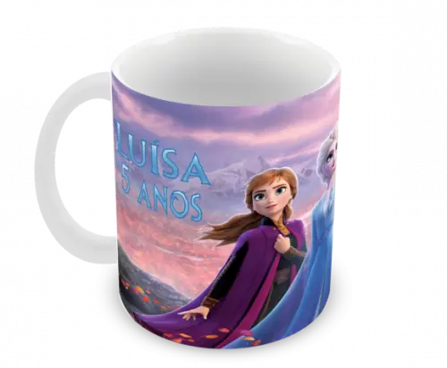 Caneca Polímero Frozen 2 com Nome Personalizada