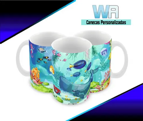 Caneca Polímero Fundo do Mar Personalizada