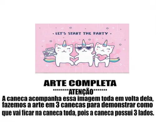 Caneca Polímero Gatinho Unicórnio Personalizada