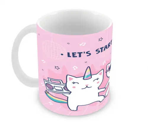 Caneca Polímero Gatinho Unicórnio Personalizada