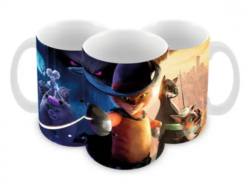 Caneca Polímero Gato de Botas 2 Personalizada