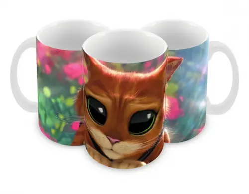 Caneca Polímero Gato de Botas 2 Personalizada