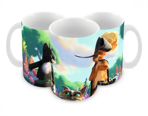 Caneca Polímero Gato de Botas 2 Personalizada