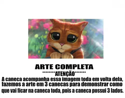 Caneca Polímero Gato de Botas 2 Personalizada