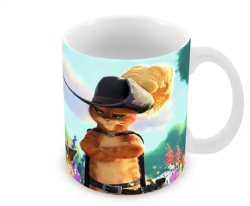 Caneca Polímero Gato de Botas 2 Personalizada