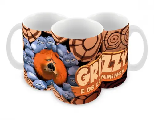 Caneca Polímero Grizzy e os Lemmings Personalizada