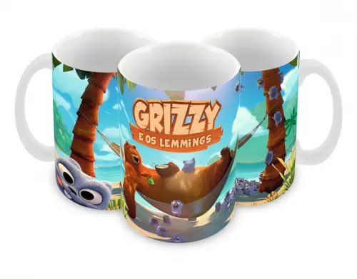 Caneca Polímero Grizzy e os Lemmings Personalizada