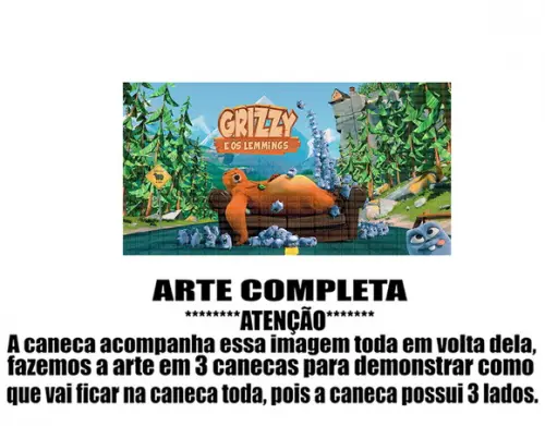 Caneca Polímero Grizzy e os Lemmings Personalizada